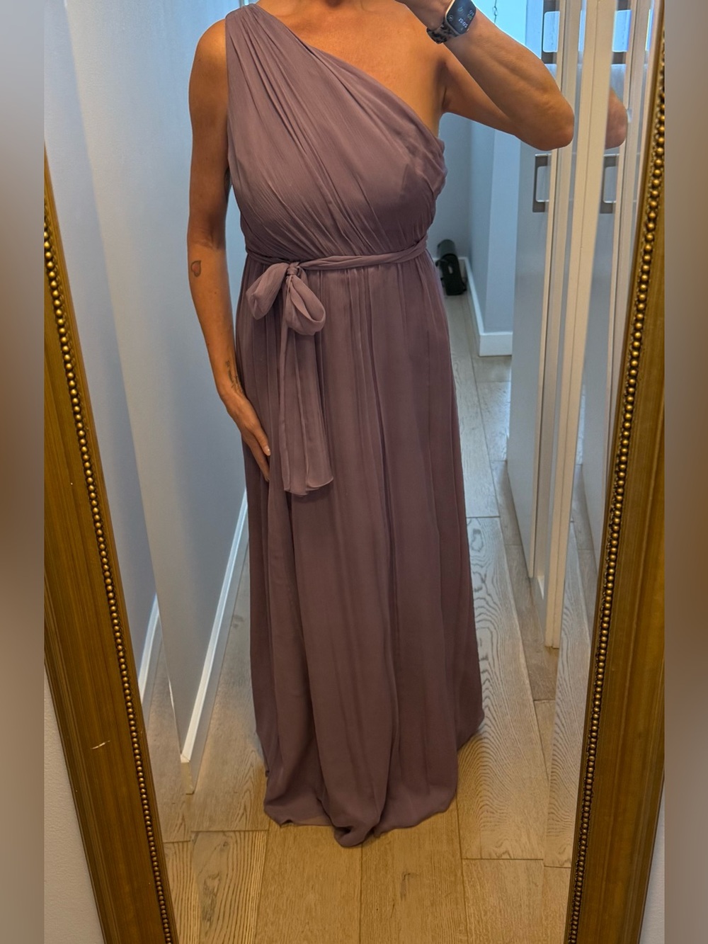 Silk One-Shoulder Lilac Evening Dress